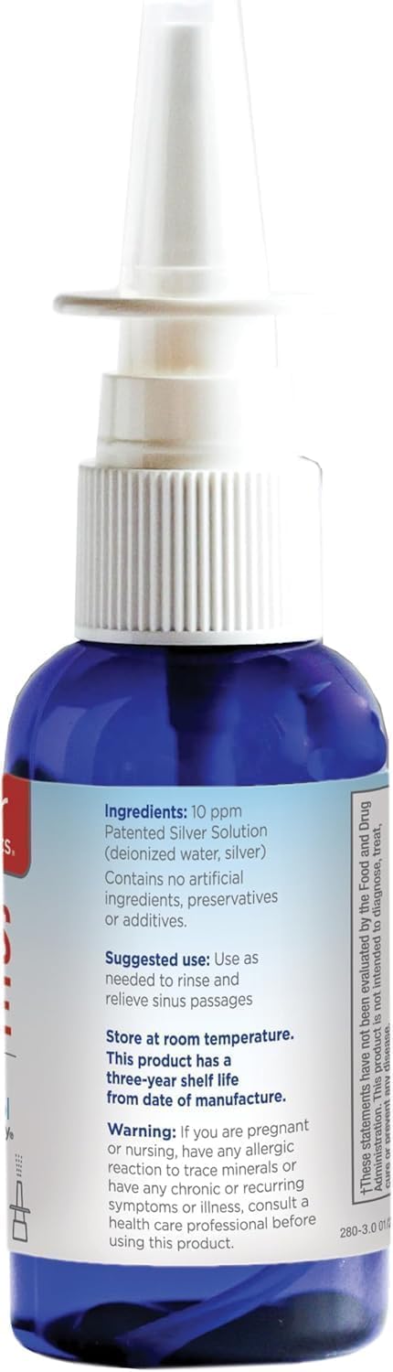 American Biotech Labs Silver Biotics Sinus Rinse bottle closeup showing 10ppm Immune Support formula
