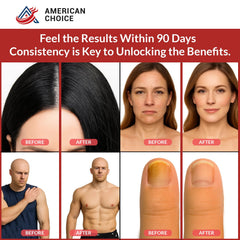 American Choice product label close-up highlights key ingredients and serving size.
