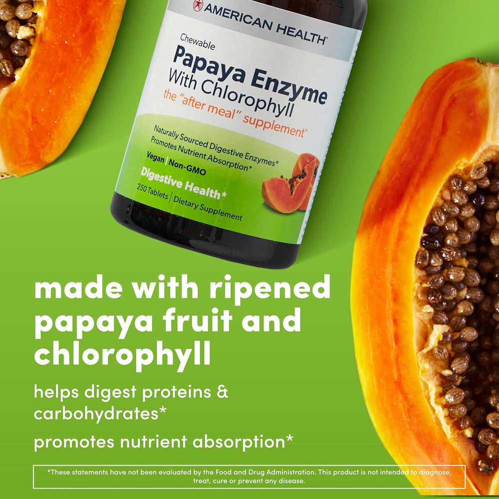 Serving after a meal to support digestion with a soft chew of American Health Papaya Enzyme