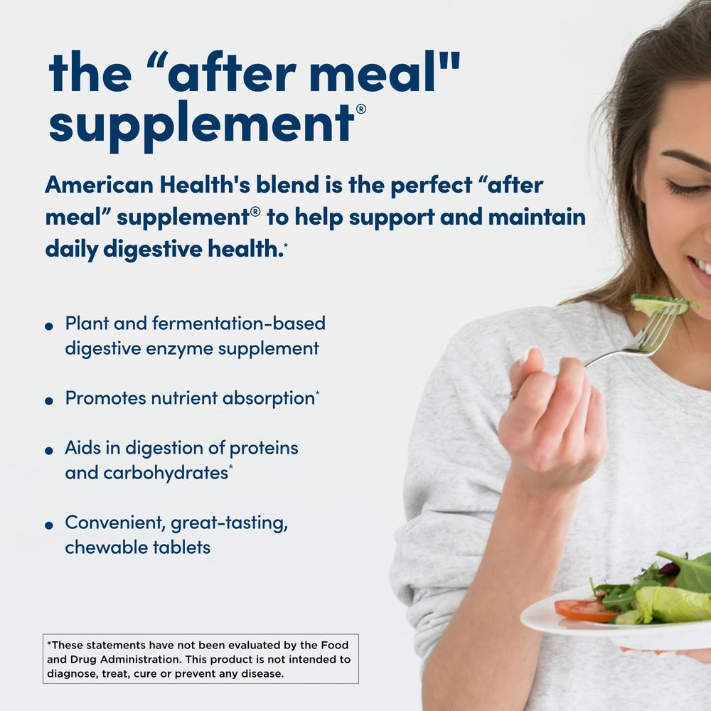 American Health Papaya Enzyme label highlights non-GMO, vegan formula