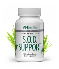 American Nutriceuticals SOD Support bottle with easy to swallow capsules for daily antioxidant support.