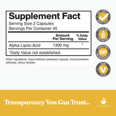 American Standard Alpha Lipoic Acid capsules arranged inside bottle for vegan, gluten-free daily use.