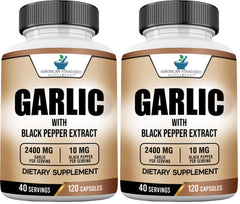 American Standard Garlic 2400mg bottle close-up showing potency for daily use.