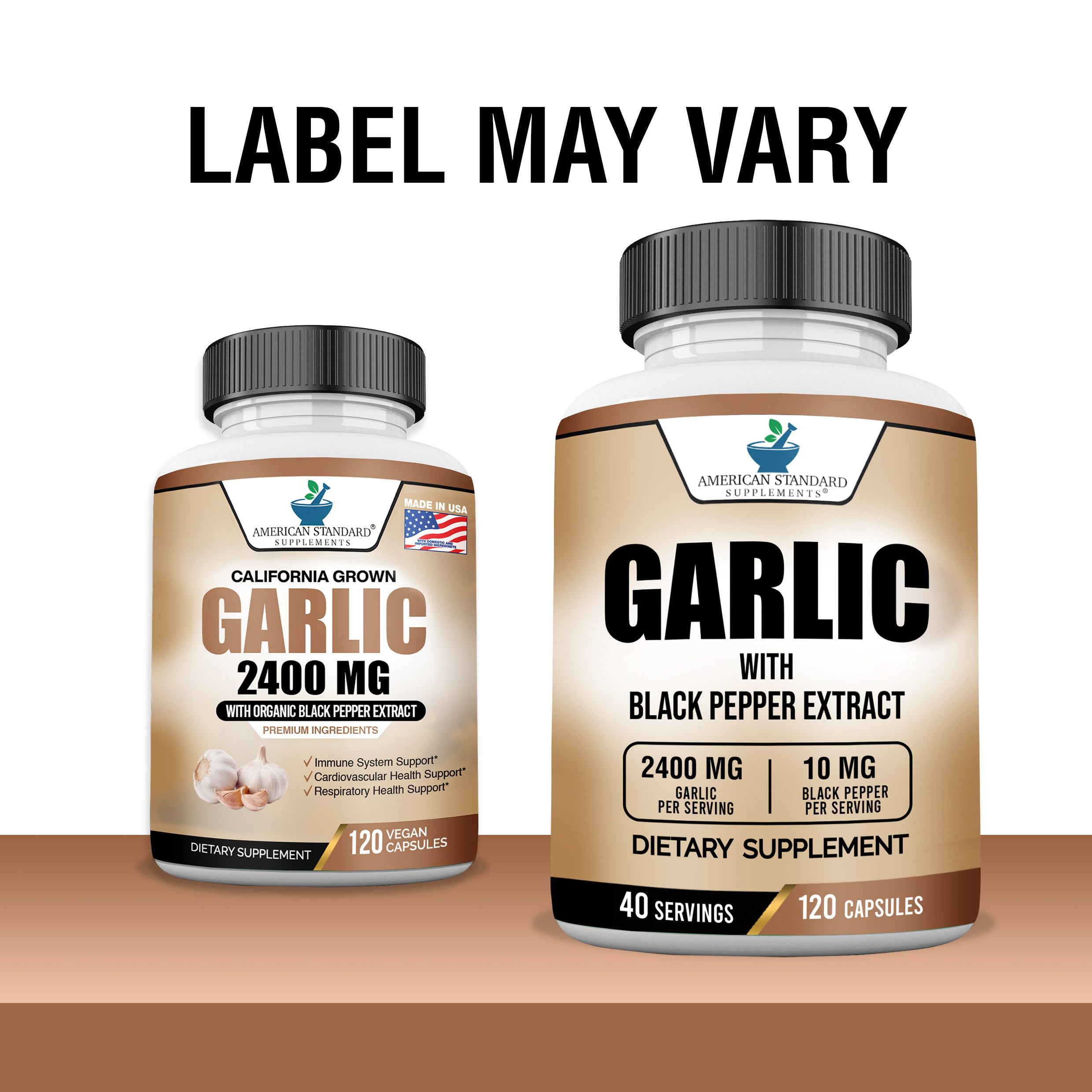 Garlic with black pepper extract capsule, highlighting absorption support.