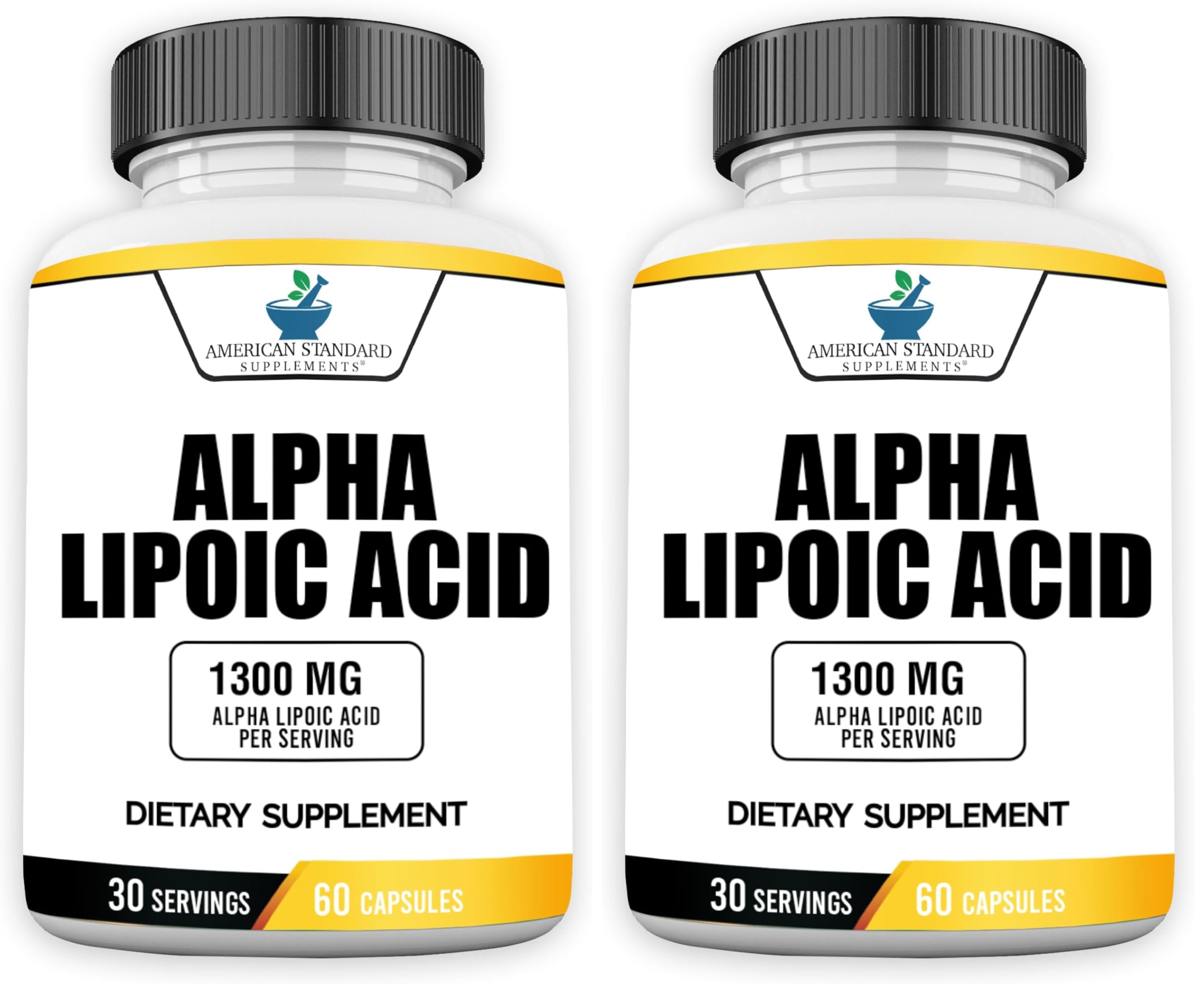 American Standard Alpha Lipoic Acid 1300mg bottle in a two-pack for daily use