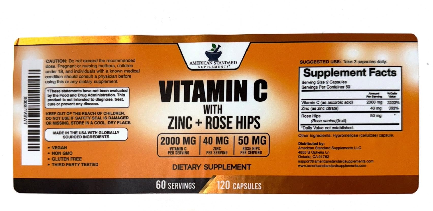 American Standard Supplements capsules with glass of water for easy swallow