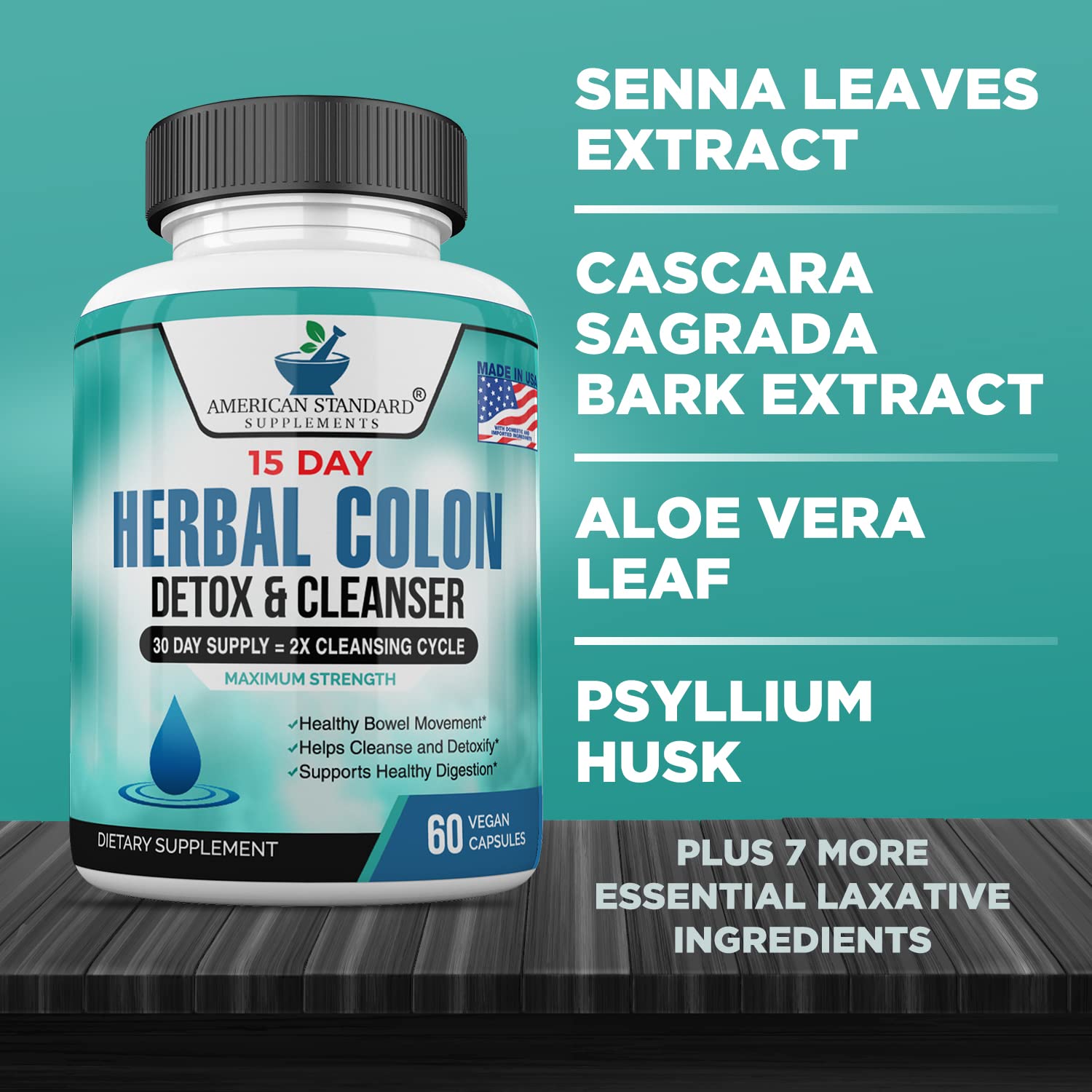 American Standard Colon Cleanse dose scene demonstrates easy two-capsule daily routine