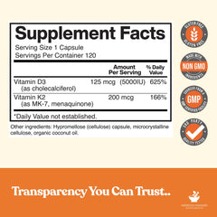 American Standard Supplements D3-K2 capsules-closeup for everyday wellness.