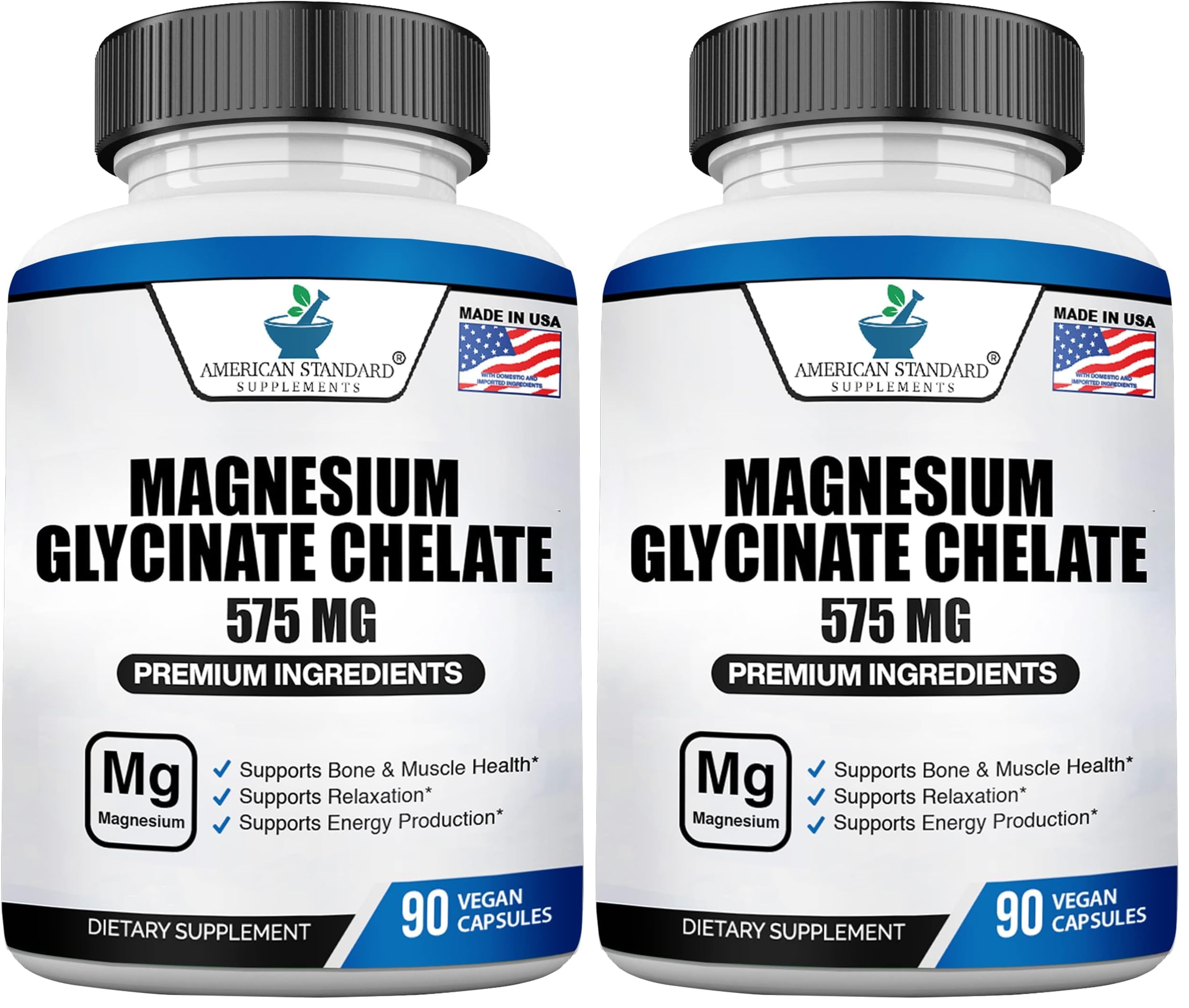 American Standard Magnesium Glycinate bottle for daily bone and muscle support
