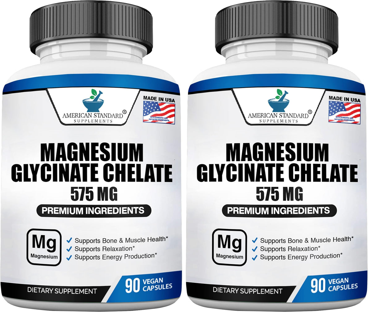 American Standard Magnesium Glycinate bottle for daily bone and muscle support