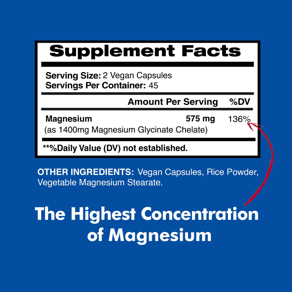 American Standard magnesium glycinate capsules close-up, vegetarian capsules for easy daily supplementation