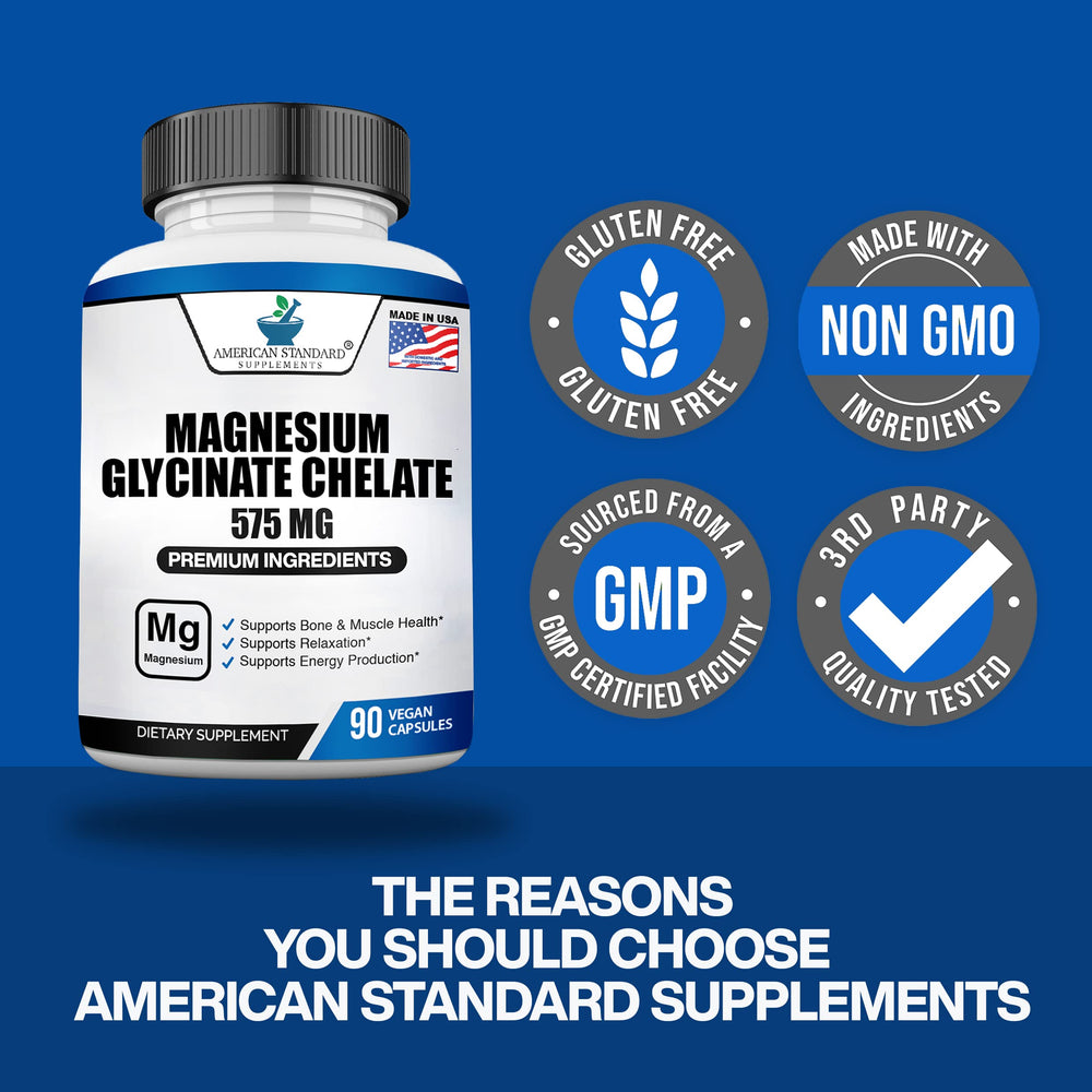 American Standard magnesium glycinate capsule close-up, convenient daily use