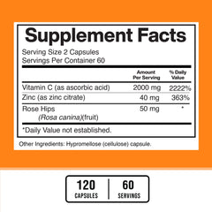 American Standard Supplements Rose Hips bottle highlighting natural vitamin C source.