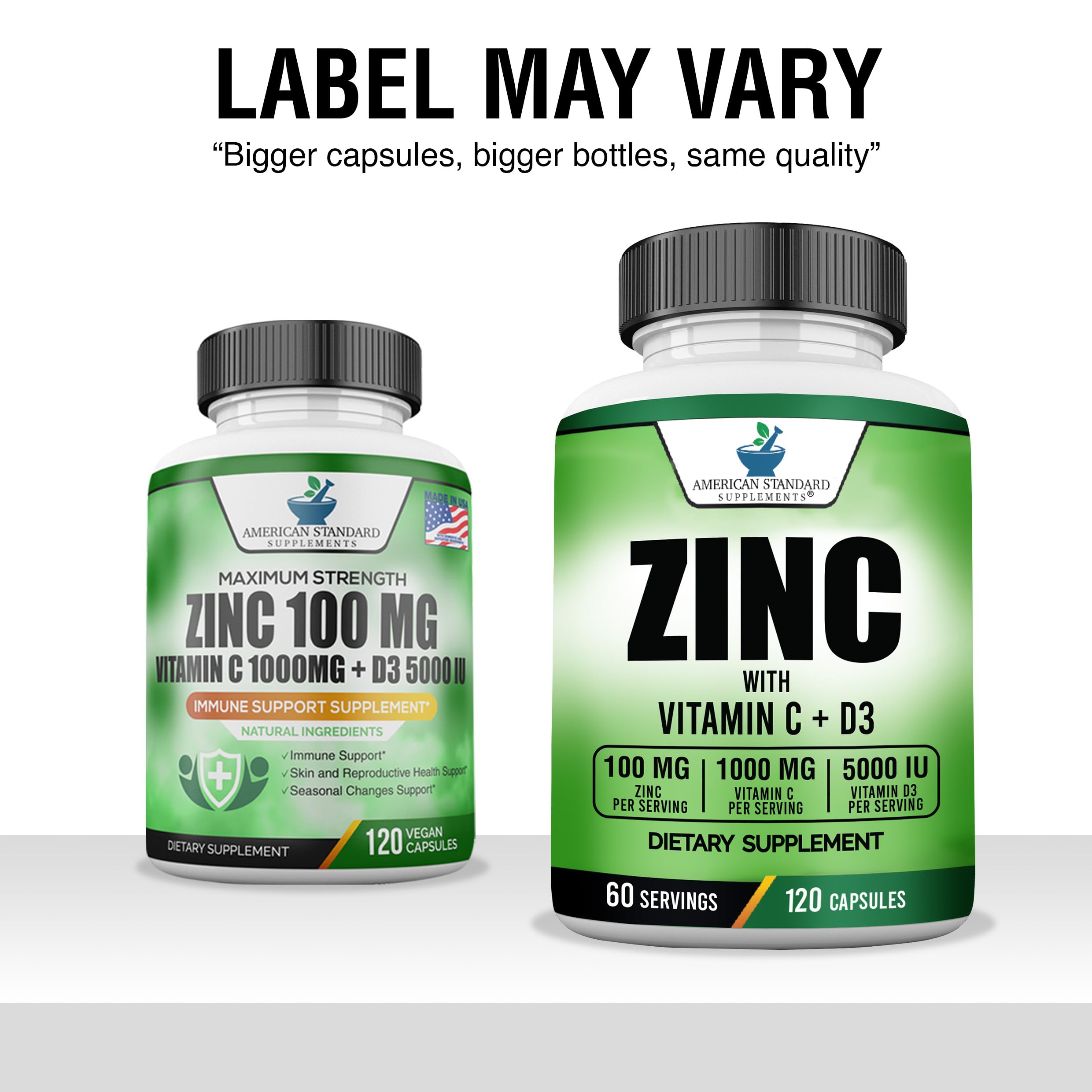 American Standard Supplements vitamin C bottle highlighting 1000 mg per serving for daily wellness