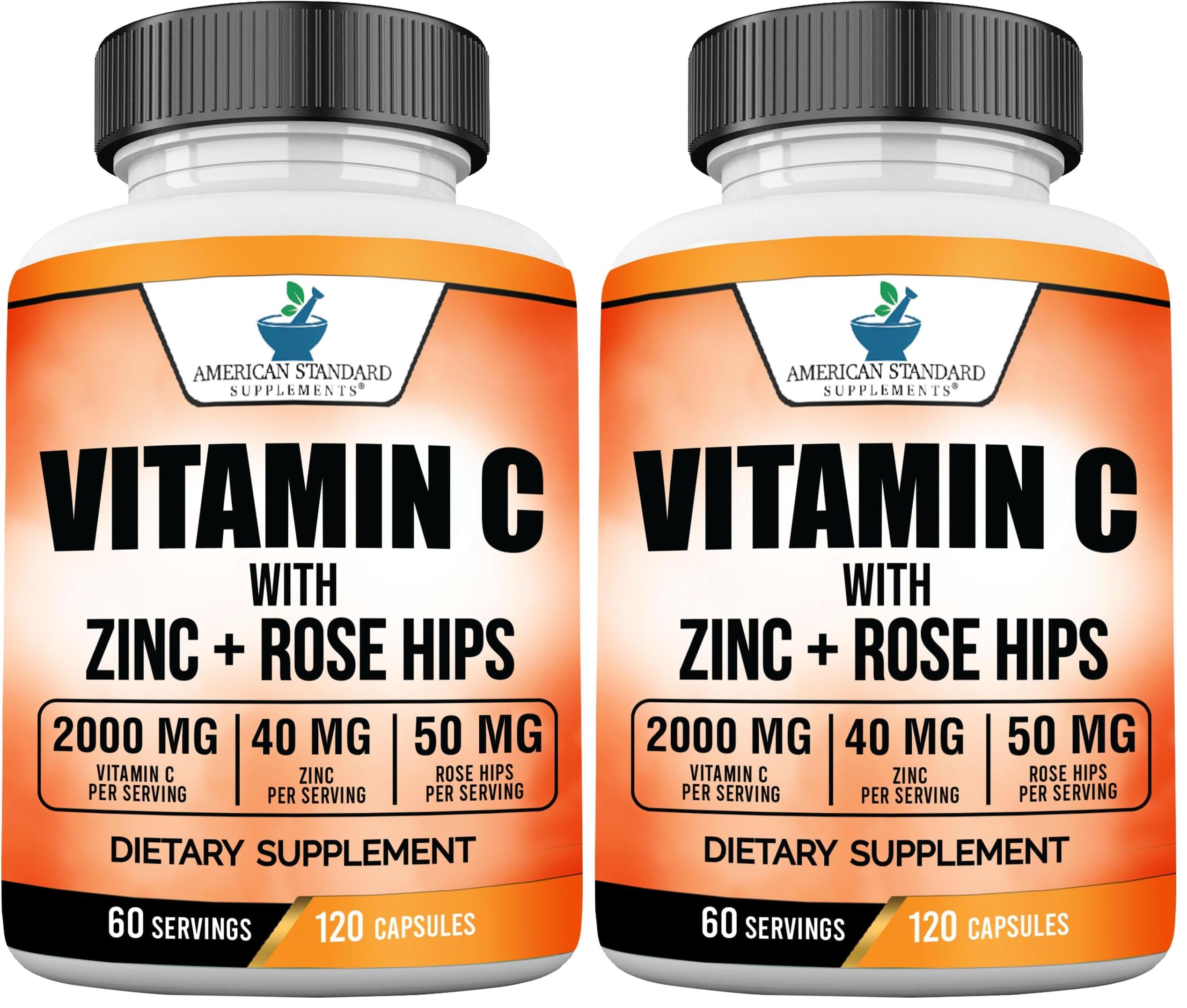 American Standard Supplements Vitamin C 2000mg bottle with immune-support formula.