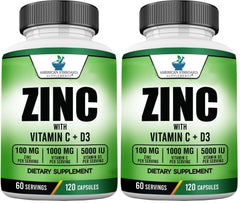 American Standard Supplements zinc bottle showing 100 mg per serving for immune support