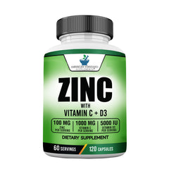 American Standard Supplements zinc-c-d3 bottle front showing a 60-day supply for daily wellness.