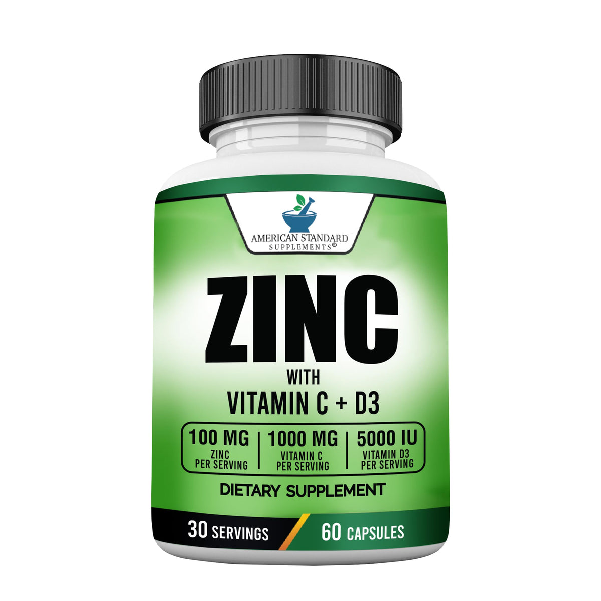 American Standard Supplements zinc capsules for daily nutrient support.