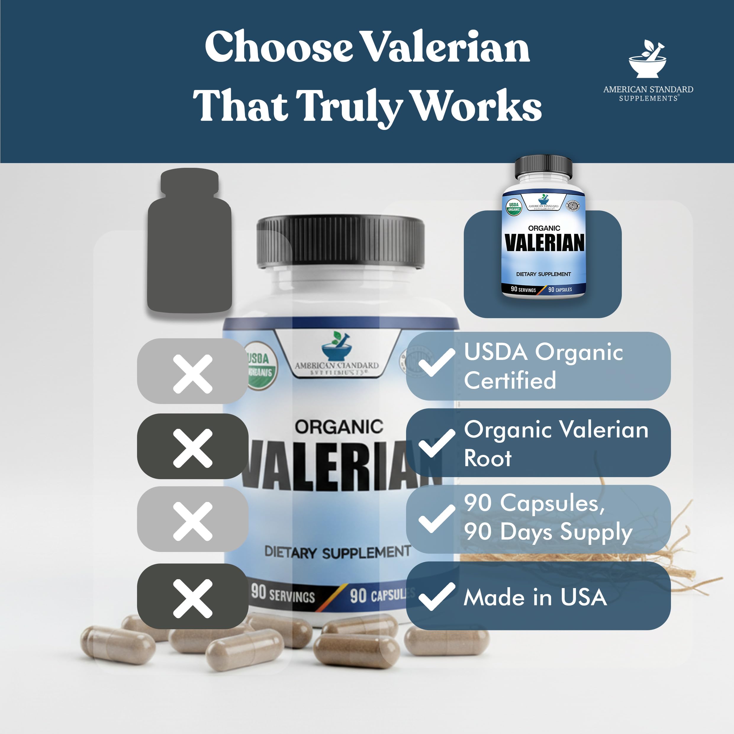 American Standard Valerian organic seal signifying USDA organic quality