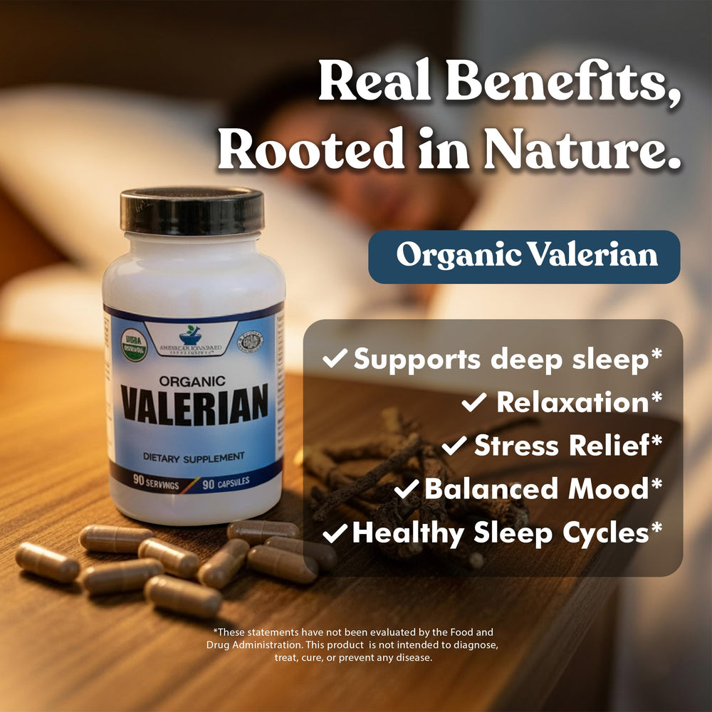American Standard Valerian two-bottle package indicating a 180-serving supply