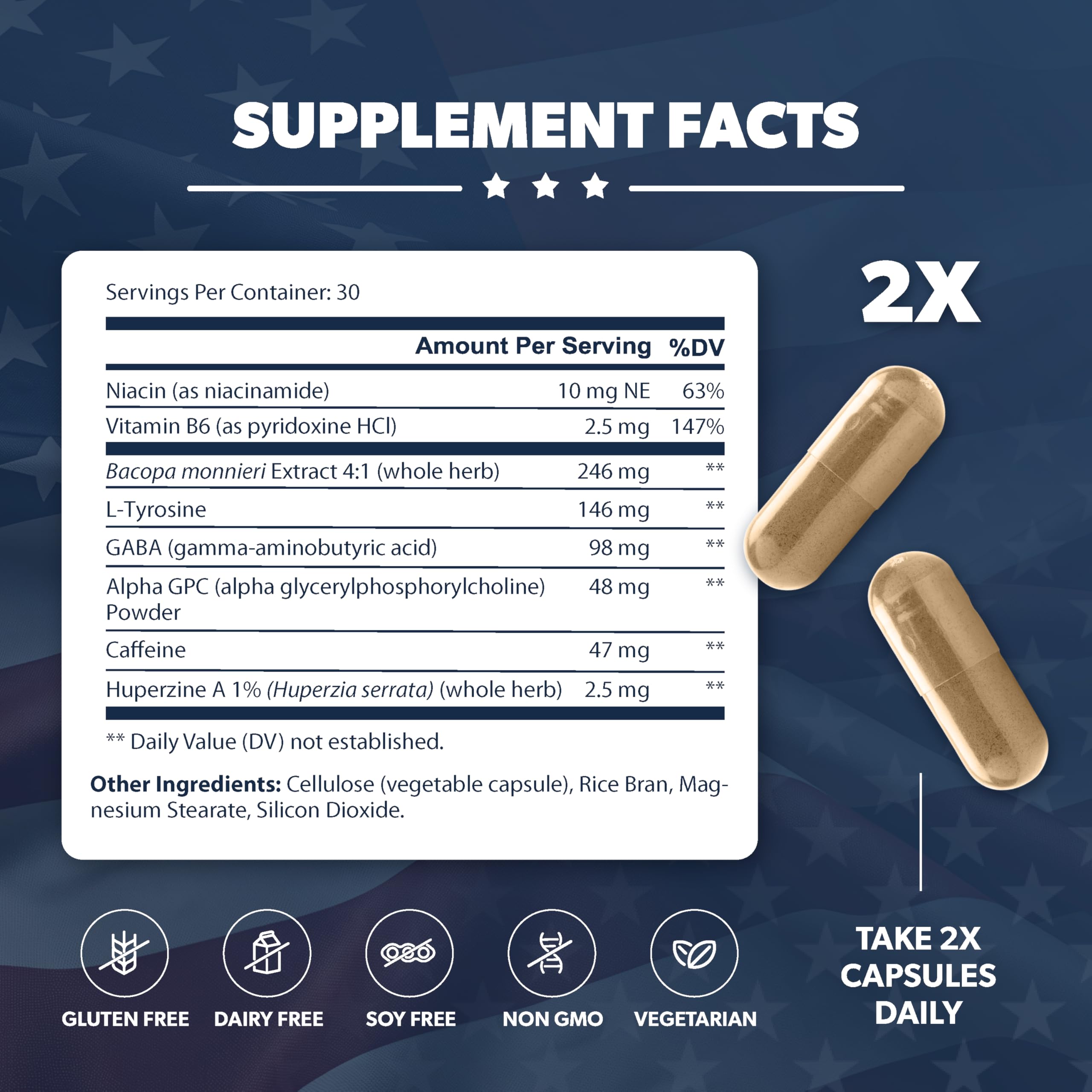 AMERICAN VITALITY Brain Formula capsules closeup showing cognitive support