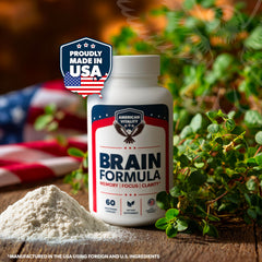 AMERICAN VITALITY Brain Formula capsules pouring for steady daily intake