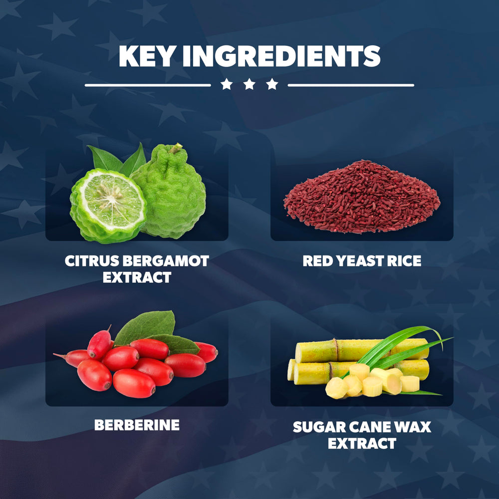 Liberty Heart ingredients bergamot and red yeast rice showcased for natural cardiovascular support.