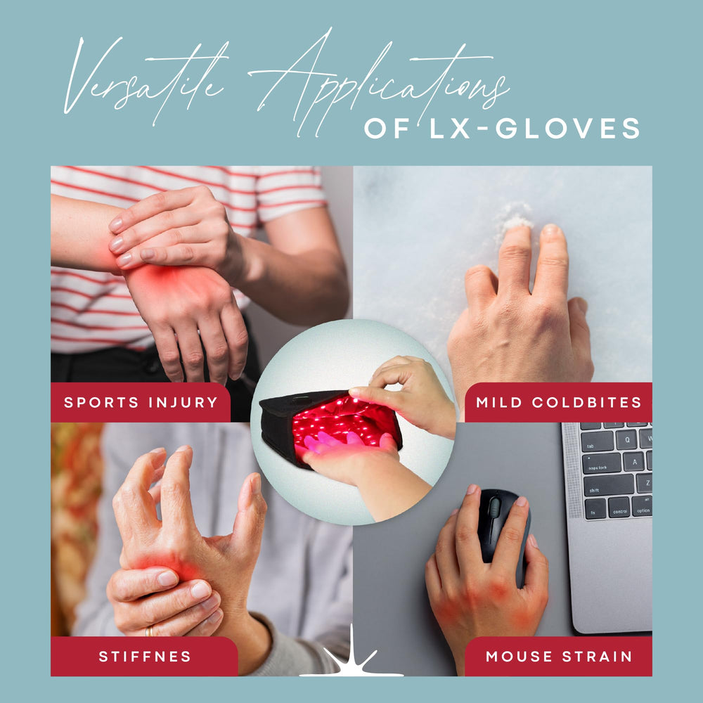 American Wellness Authority red light therapy gloves in use provide targeted warmth and comfort.