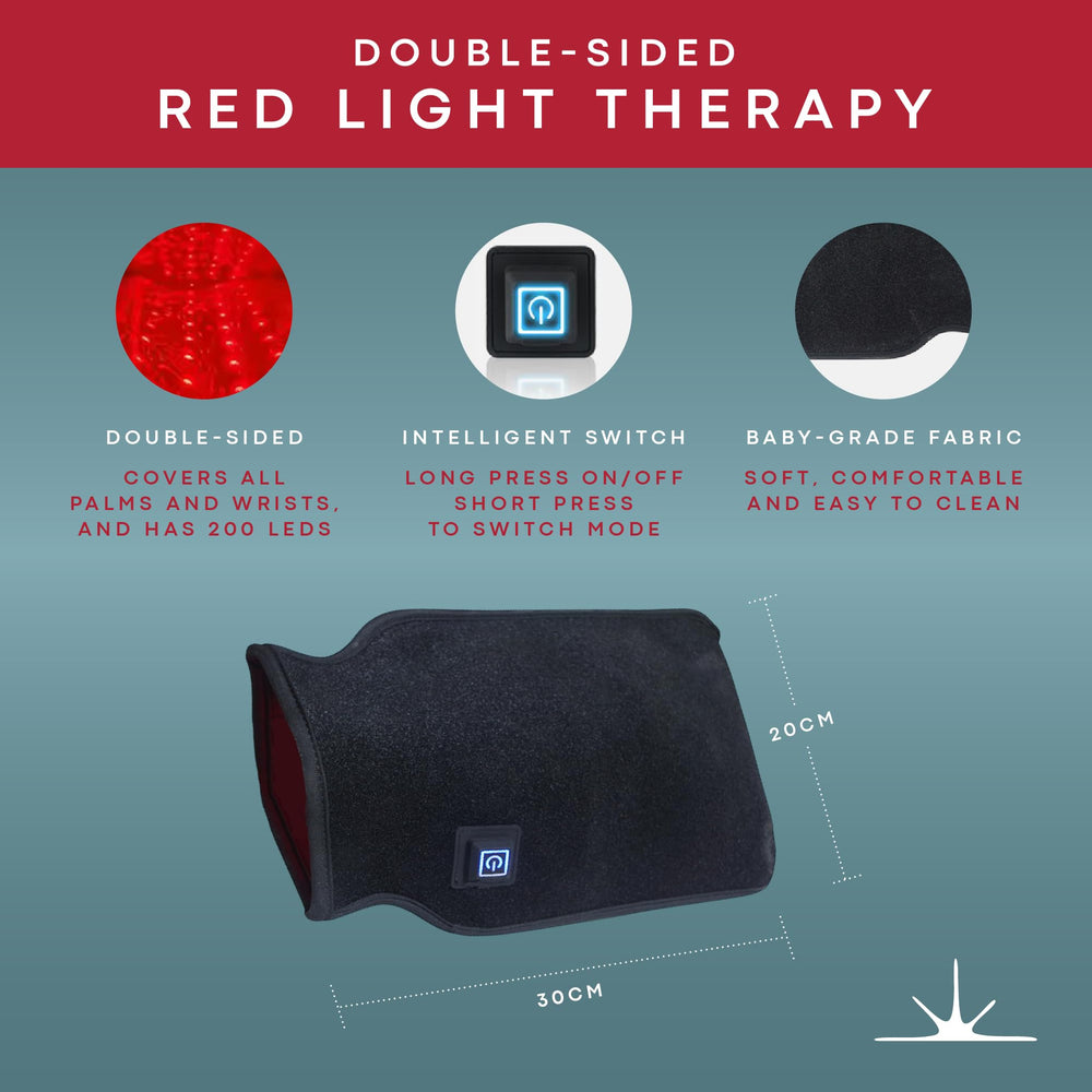 American Wellness Authority red light therapy gloves focus on wrists for flexible movement and reduced strain.