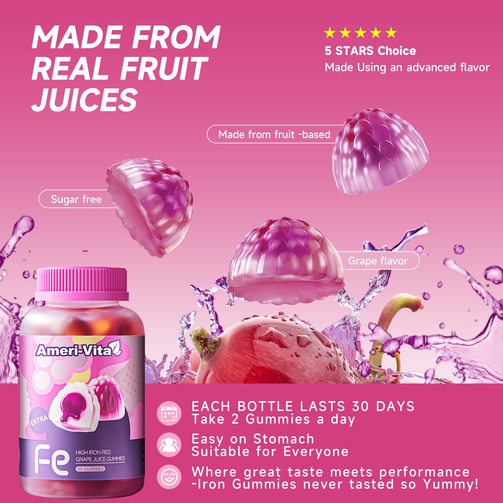 Ameri-Vita Iron Gummies daily routine shot for morning use.