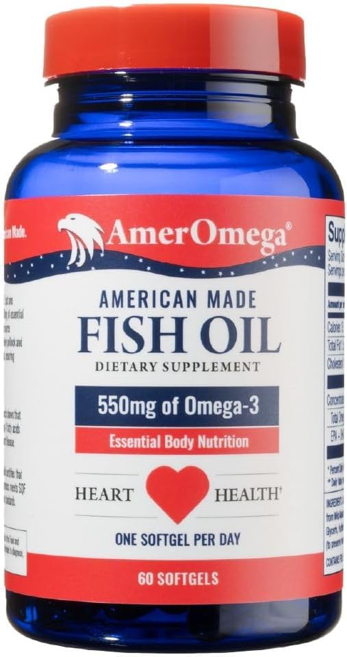 AmerOmega triglyceride omega-3 softgels bottle for daily heart healthy nutrition