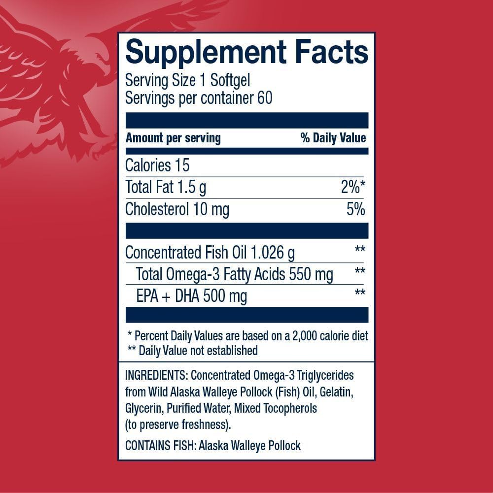 AmerOmega wild caught Alaskan Pollock source shown on packaging