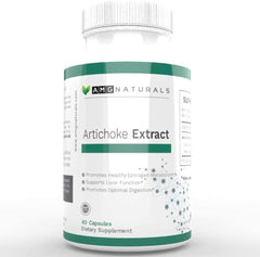 AMG Naturals Artichoke Extract Capsules bottle shown for liver support and digestion