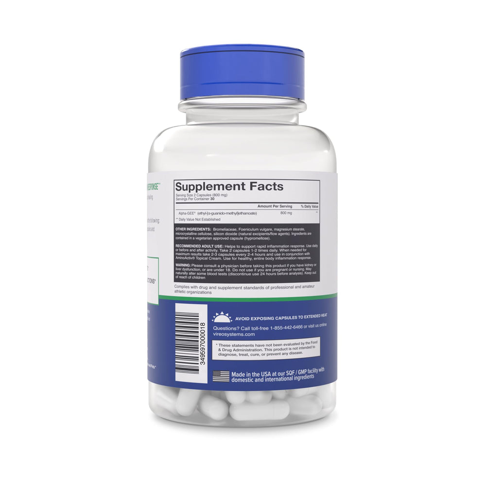 Amino Activ capsules close-up highlights easy-to-swallow format for daily recovery.