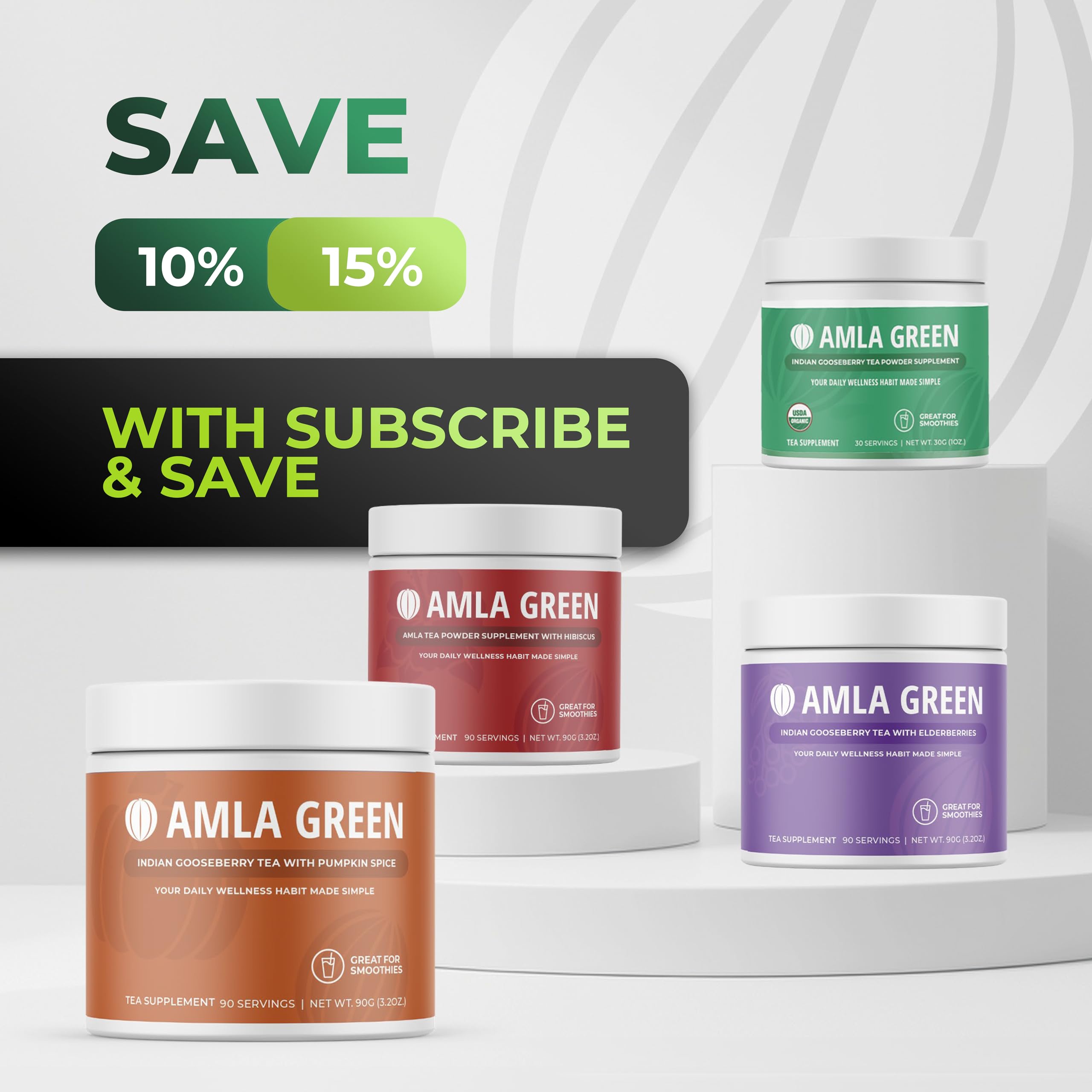Amla Green 20x concentrated formula label emphasizing potency and quality.