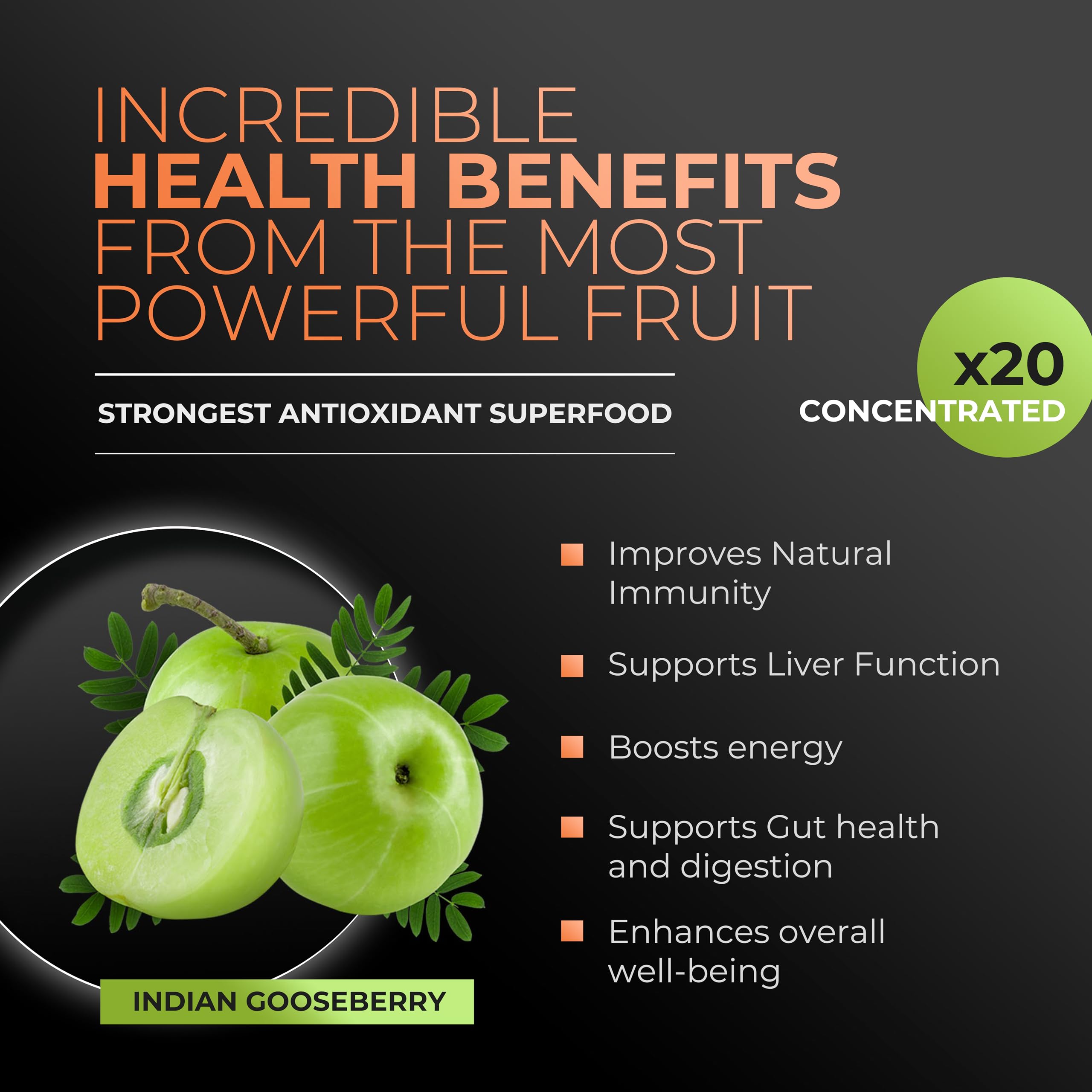 Amla Green wild-harvested amla berries emphasize natural sourcing