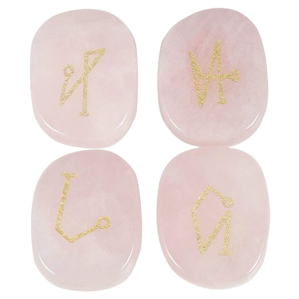 Amogeeli Archangel symbol stones set of four with gold sigils for pocket altar use