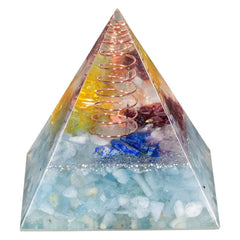 Amogeeli copper coil aquamarine pyramid closeup for energy balance and meditation