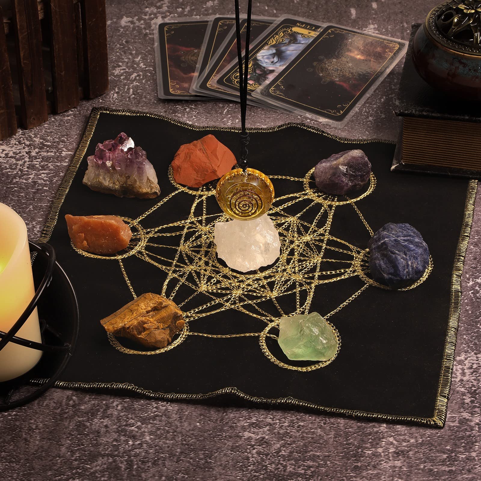 Amogeeli crystal grid decoration enhancing home or office energy with serenity.