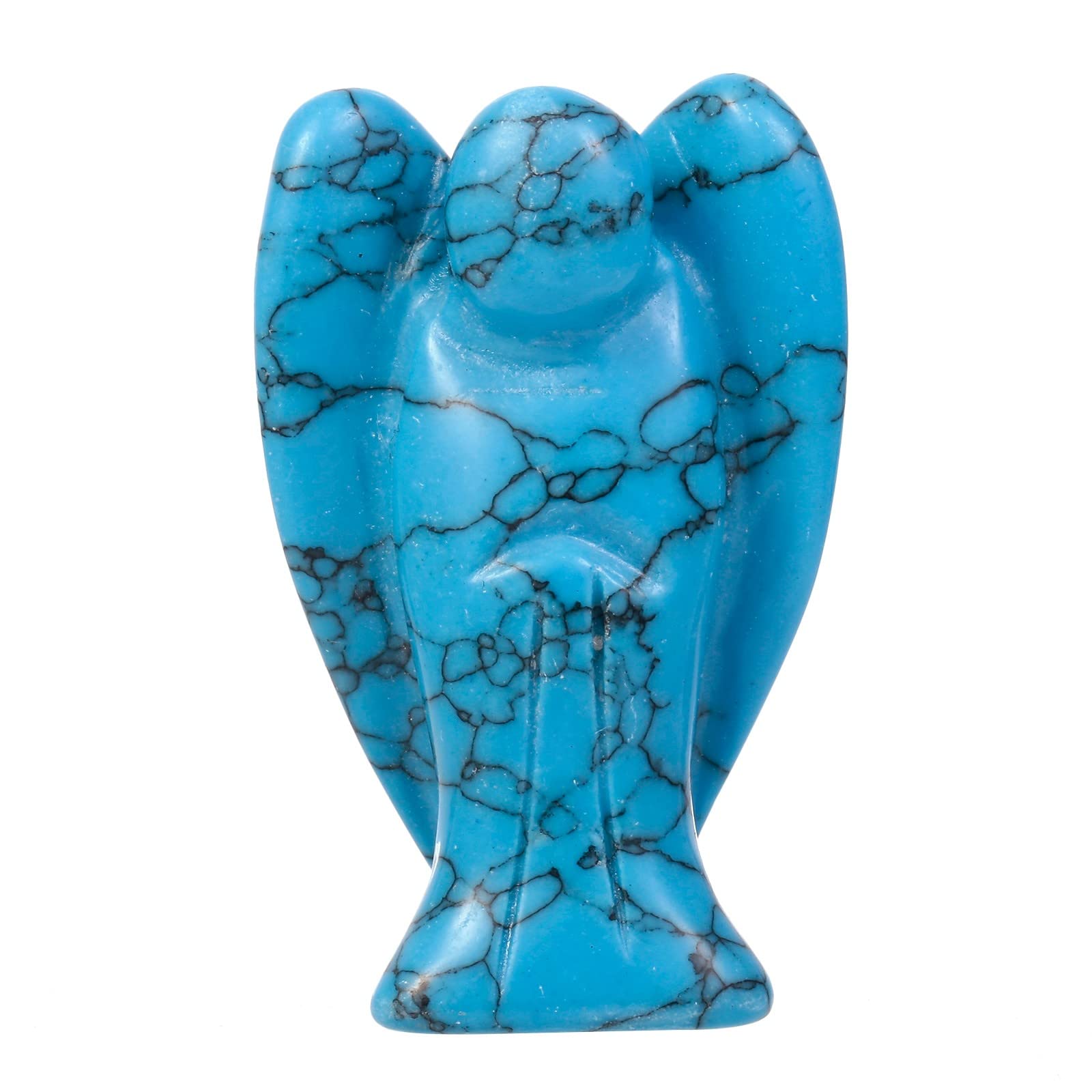 Amogeeli hand-carved howlite pocket angel figurine for calm energy and protection