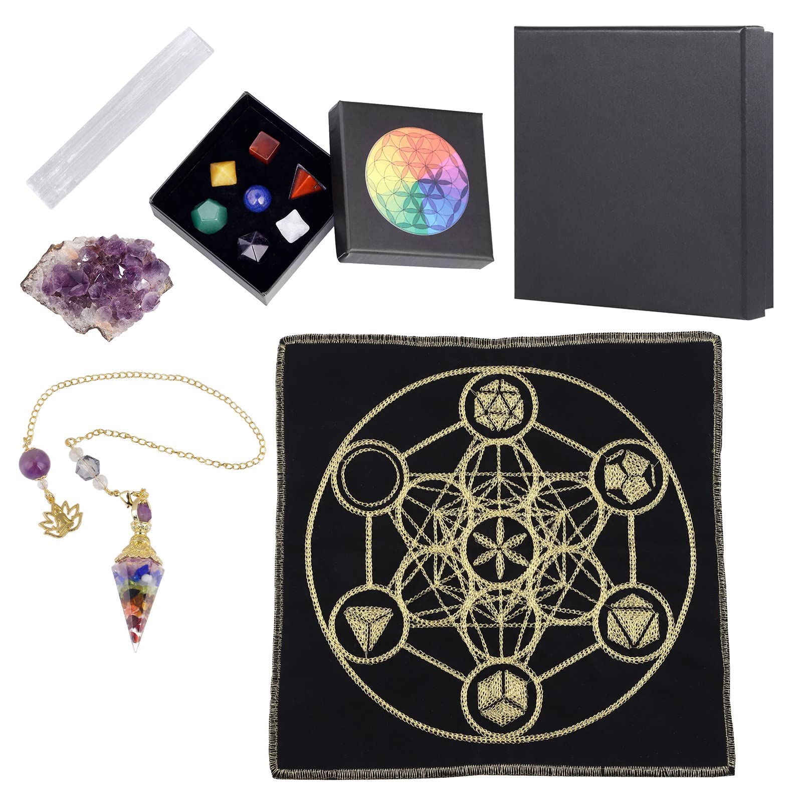 Amogeeli Metatron's Cube energy mat grid for focused meditation and energy balance.