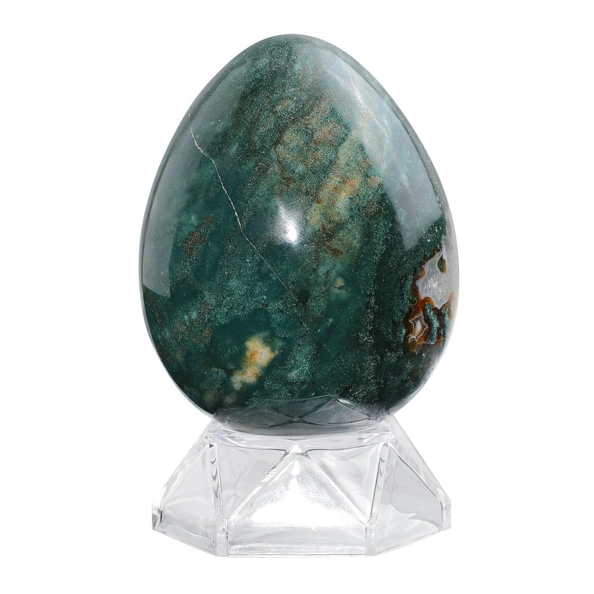 Amogeeli Ocean Jasper sphere with acrylic stand adds calm decor and a focal point
