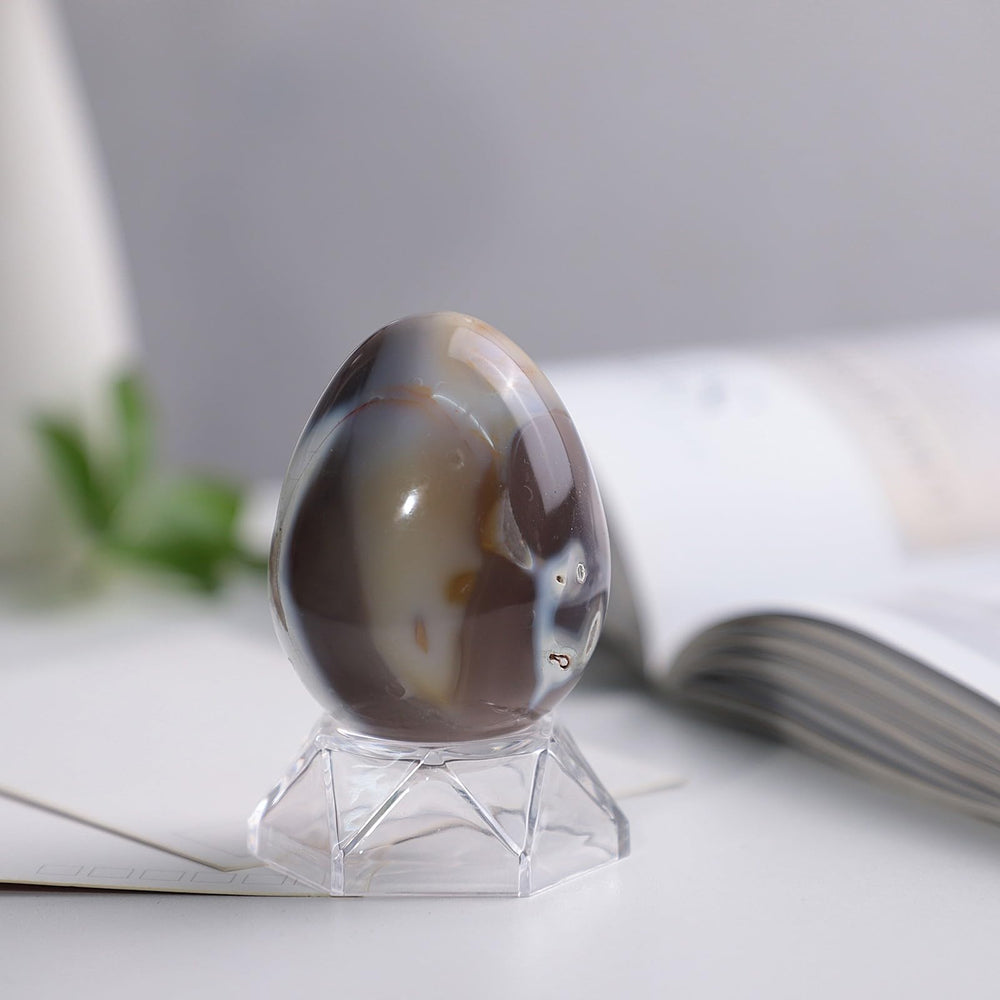 Amogeeli Orca Agate Sphere on desk setup creates harmonious feng shui vibes.