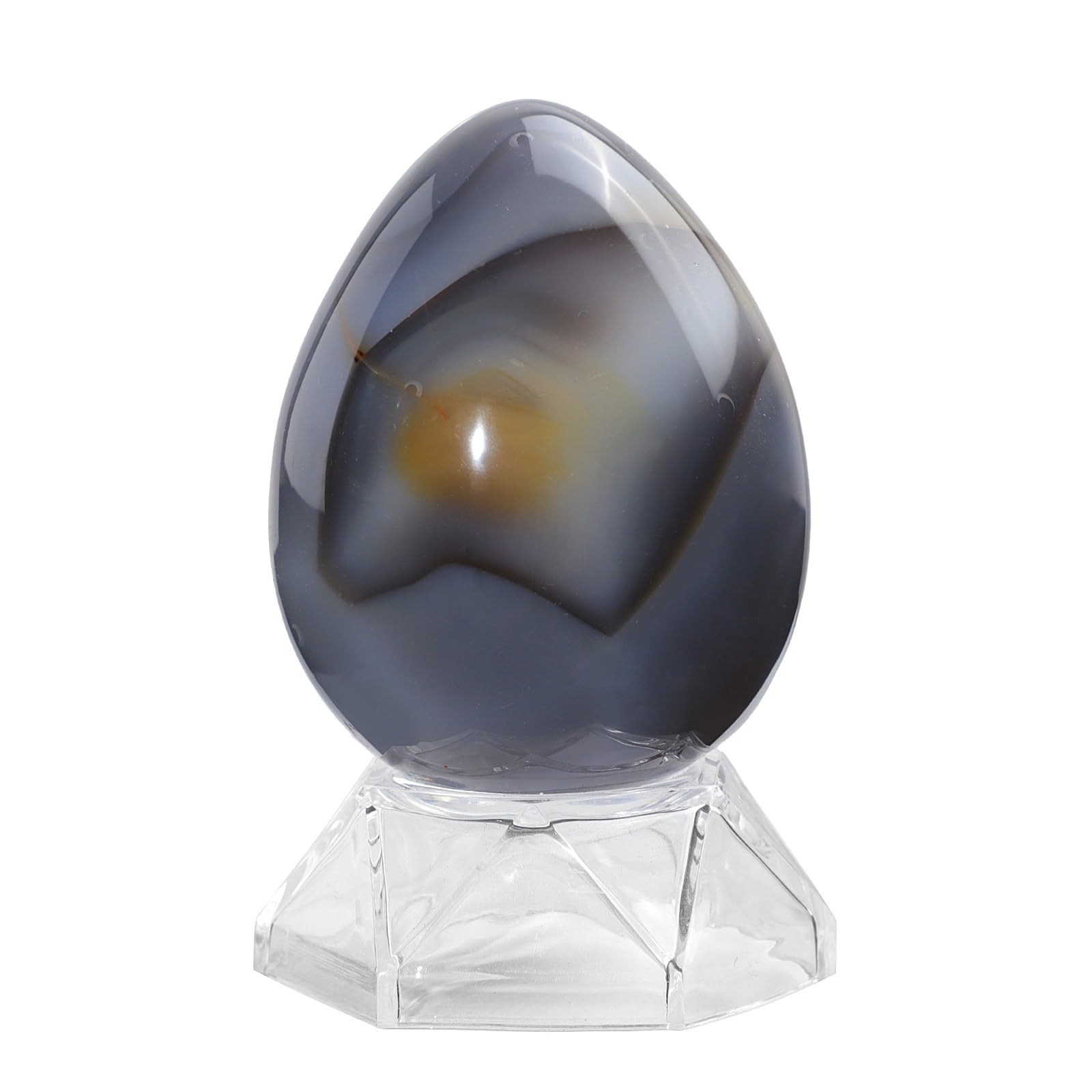 Amogeeli Orca Agate Sphere on acrylic stand adds color and balance to any room.