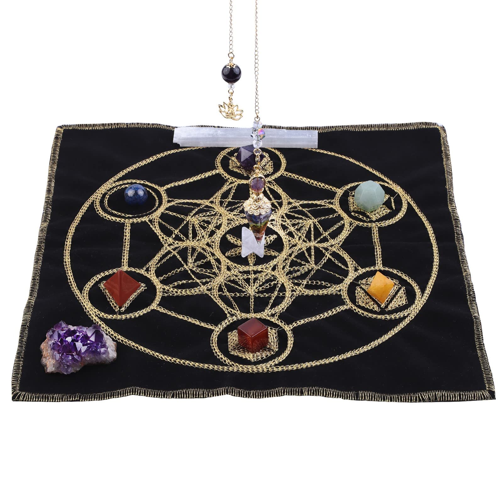 Amogeeli seven chakra stones with pendant for chakra balancing at home.
