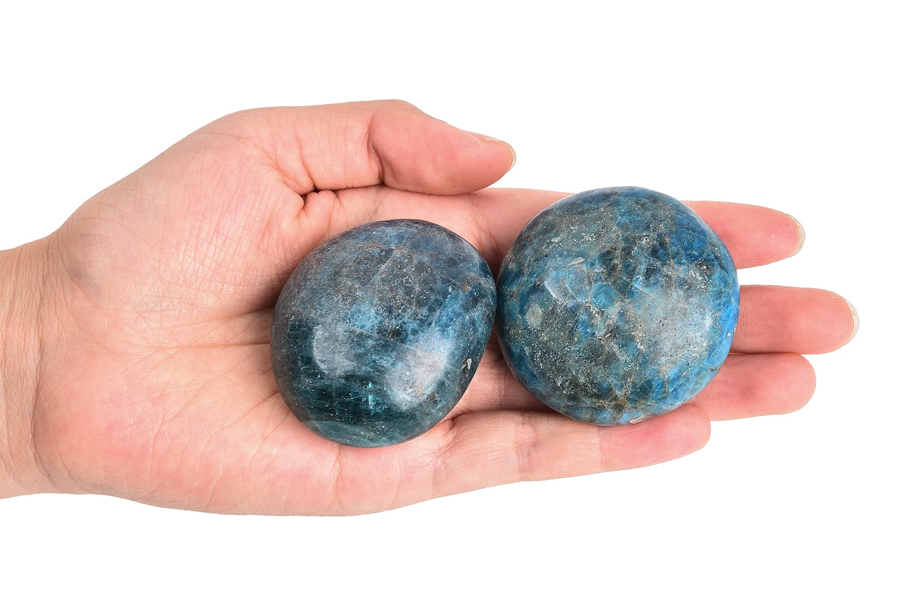 AMOYSTONE Apatite worry stone pocket 2-3 inch in hand for pocket meditation.