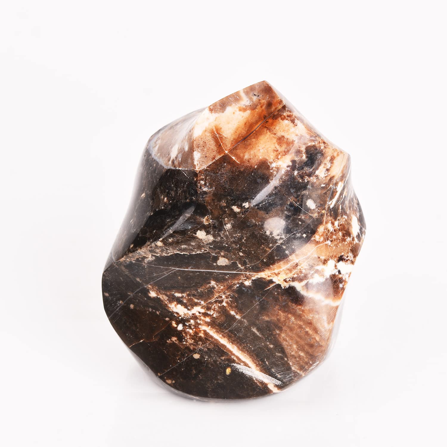 AMOYSTONE Black Opal Flame Tower placed on an altar for sacred practice visuals