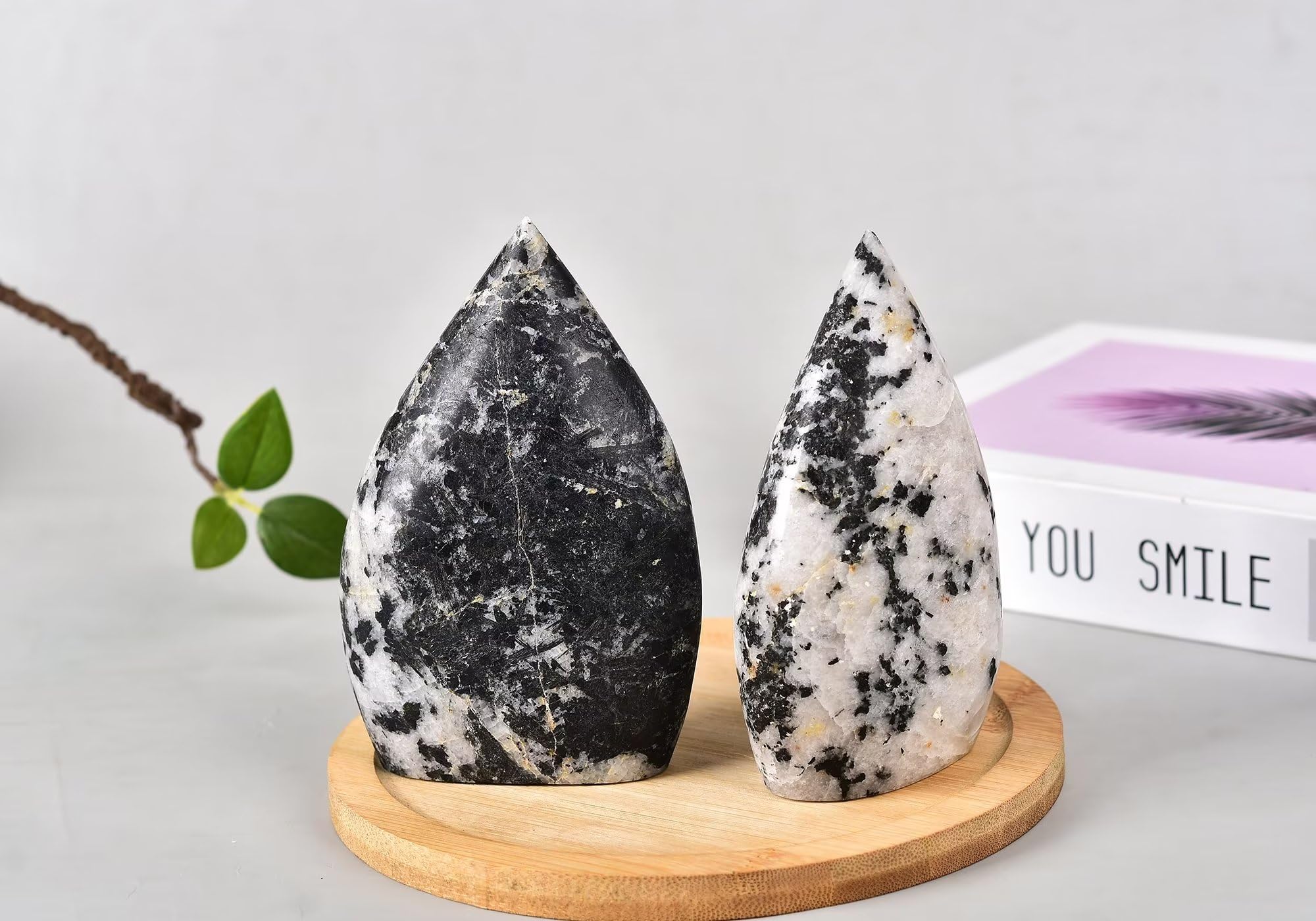 AMOYSTONE Black Tourmaline wand used for meditation and concentration.