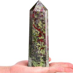 AMOYSTONE Bloodstone Obelisk 6-faceted wand for focused energy and meditation use.