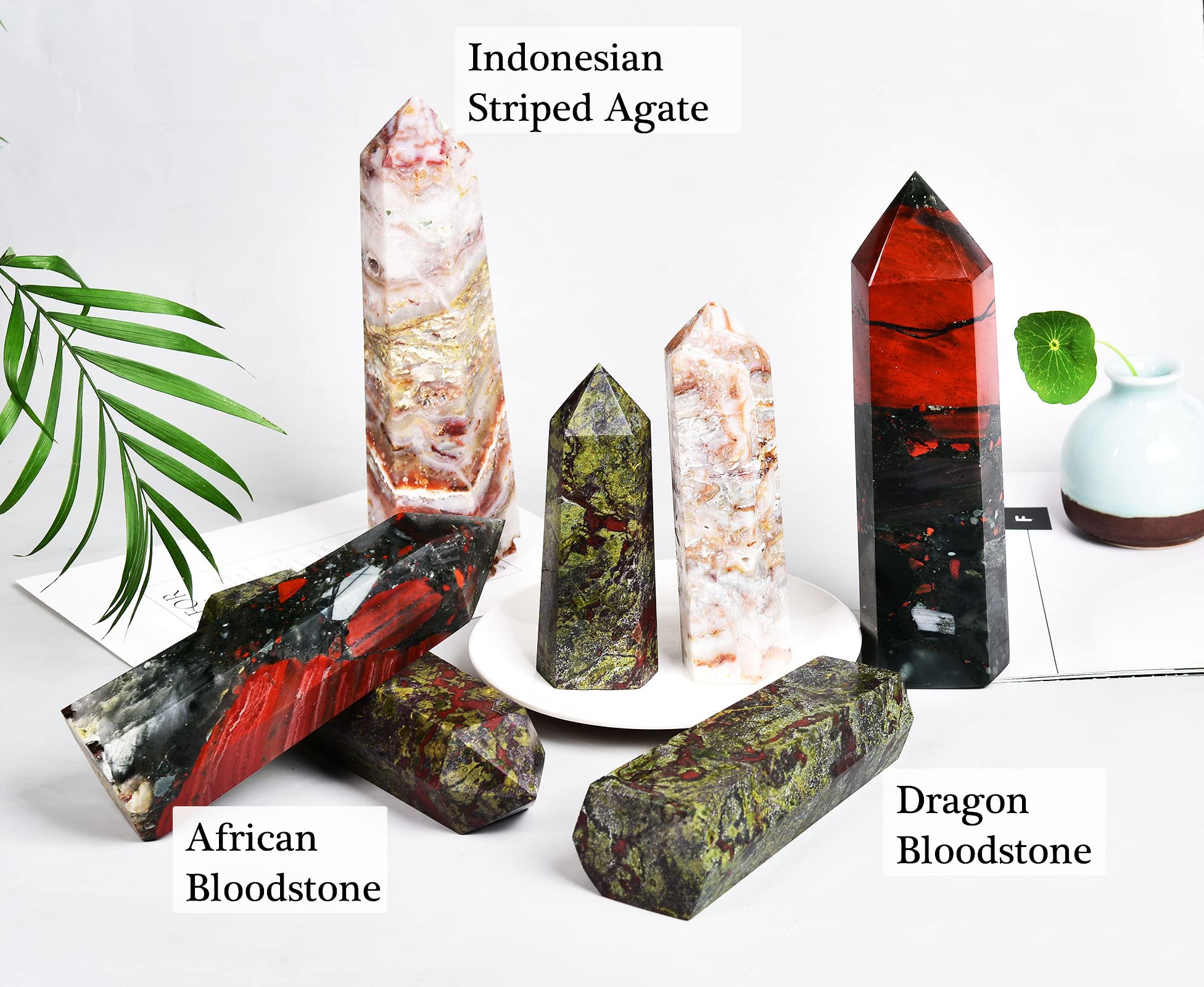 AMOYSTONE Bloodstone Obelisk ideal gift for crystal lovers and collectors.